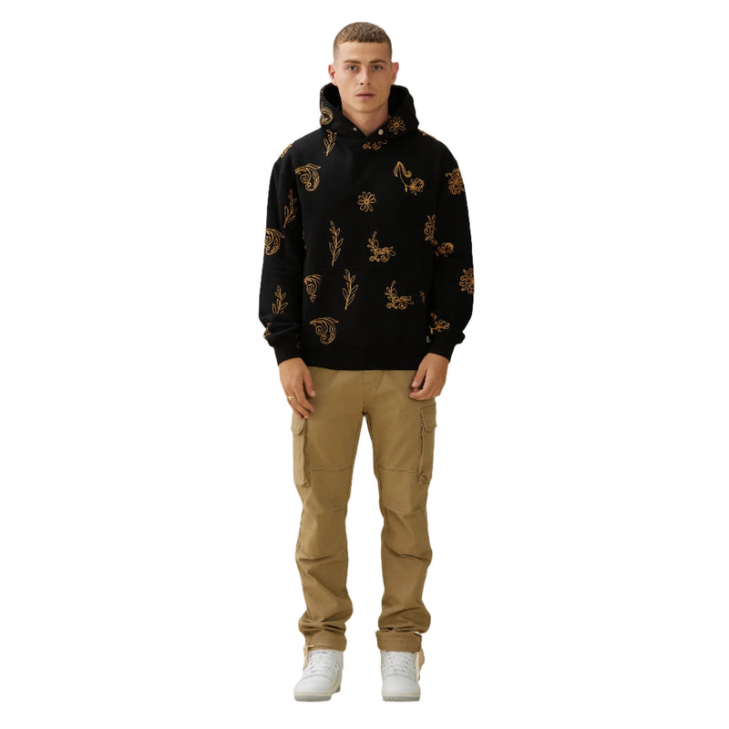 Black/Brown Embro Snap Hoodie