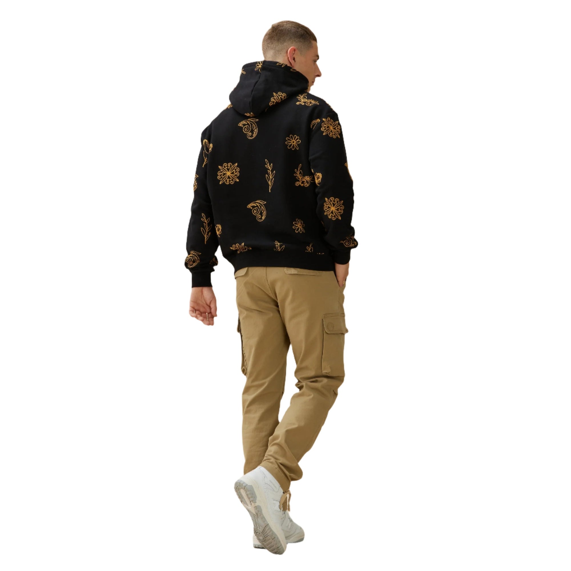 Black/Brown Embro Snap Hoodie