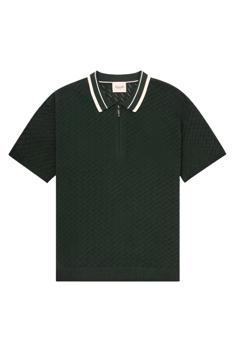 Knit Zip Polo - Green