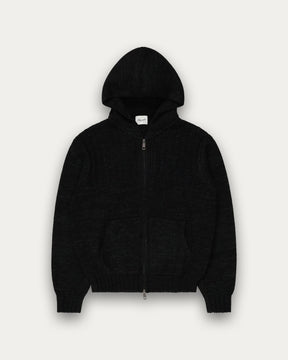 Knitted Zip Hoodie - Dark Black-4