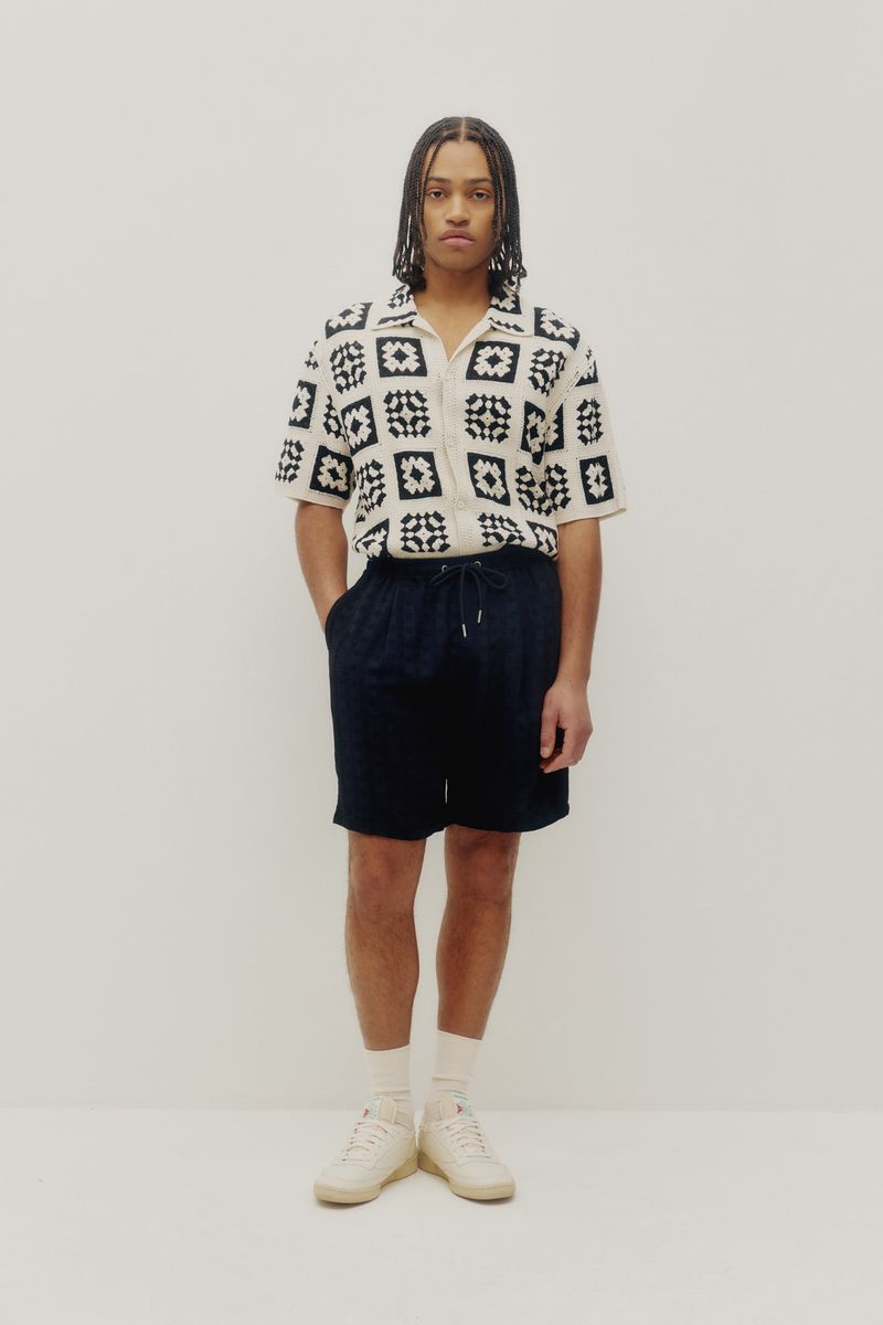Knitted Quilt Shirt - White