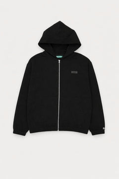 Ribbed Zip Hoodie - Black-6