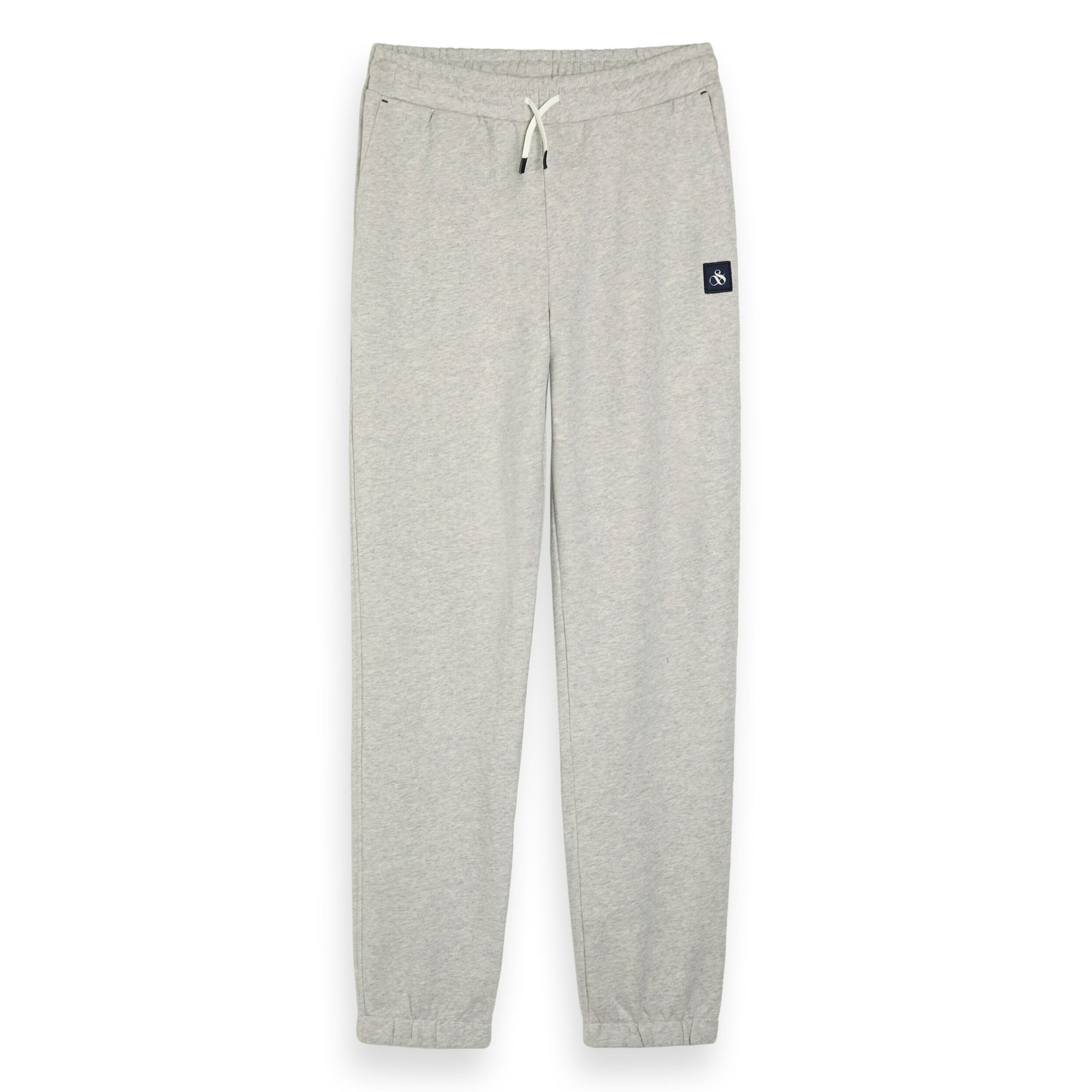 Scotch&Soda Grey Melange Essential Badge Sweatpant In Organic Cotton