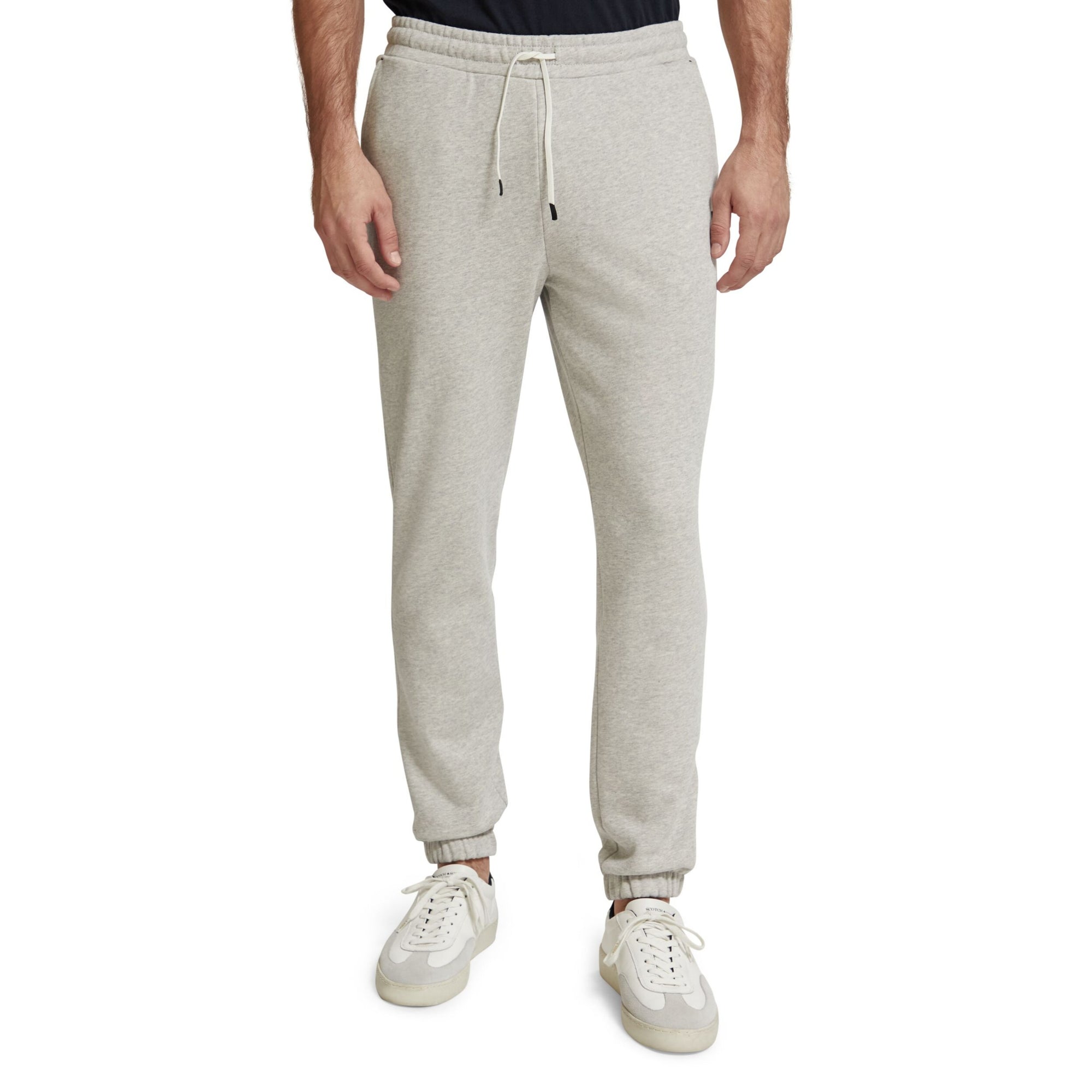 Scotch&Soda Grey Melange Essential Badge Sweatpant In Organic Cotton