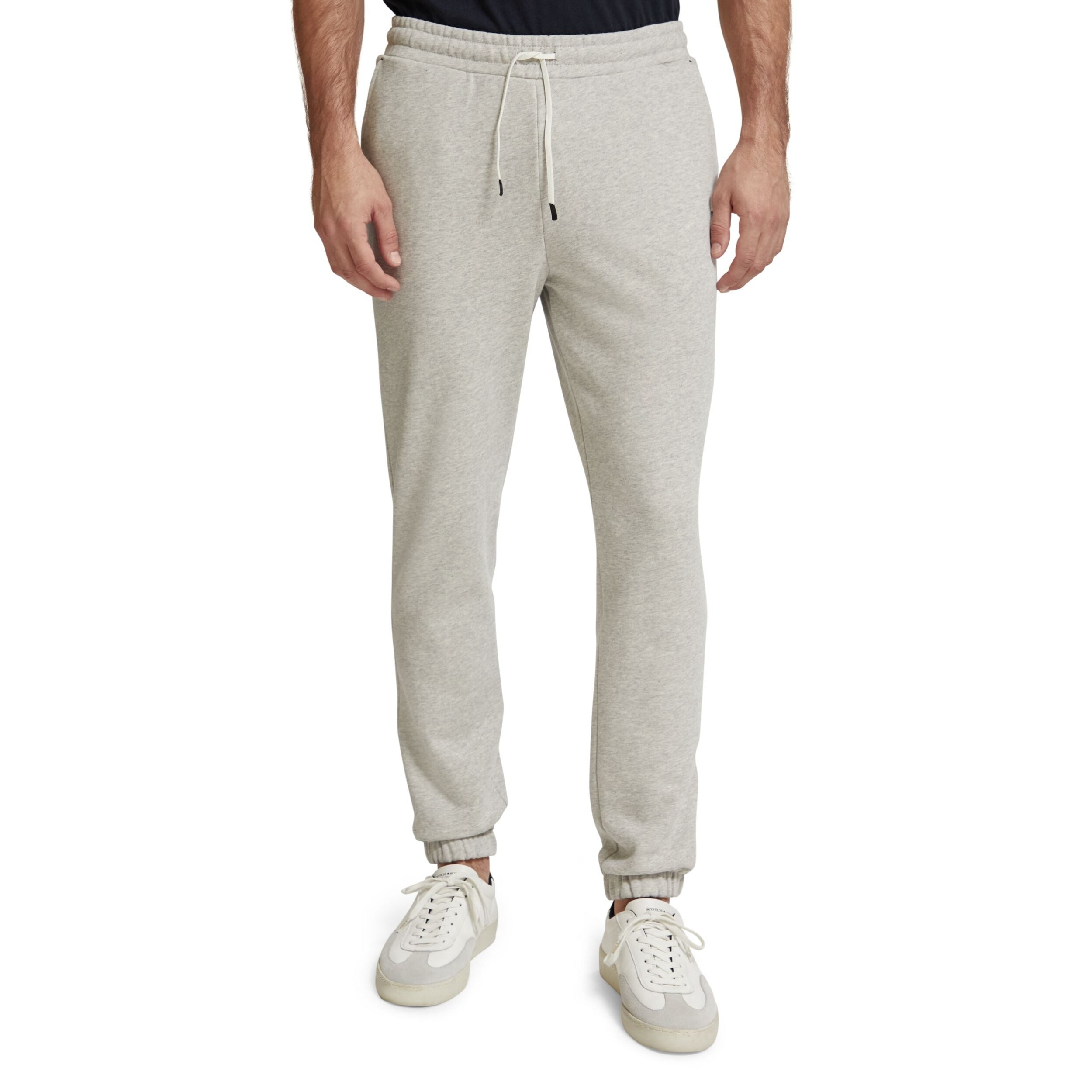 Scotch&Soda Grey Melange Essential Badge Sweatpant In Organic Cotton