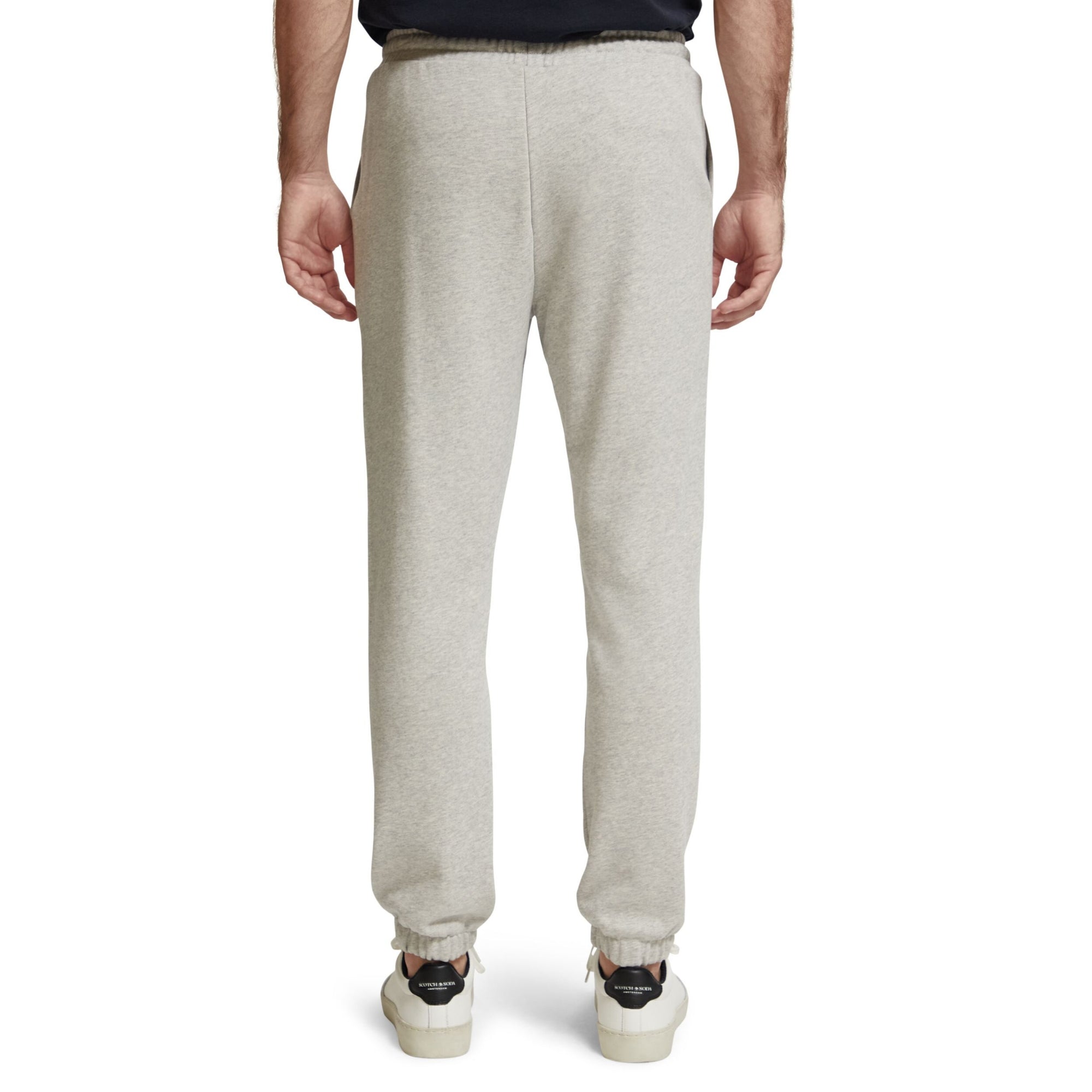 Scotch&Soda Grey Melange Essential Badge Sweatpant In Organic Cotton