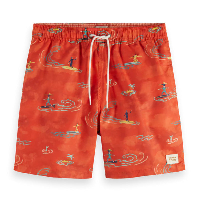 Red Surfer Mid Length Swim Short