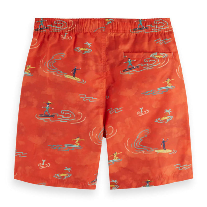 Red Surfer Mid Length Swim Short