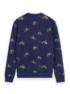 Scotch&Soda Navy Blue Sailboat Aop All Over Print Sweatshirt