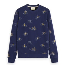Scotch&Soda Navy Blue Sailboat Aop All Over Print Sweatshirt