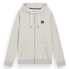 Scotch&Soda Grey Melange Essential Logo Badge Zip-Through Hoodie