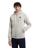 Scotch&Soda Grey Melange Essential Logo Badge Zip-Through Hoodie