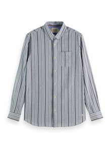 Scotch&Soda Blue Stripe Lightweight Dobby Stripe Shirt