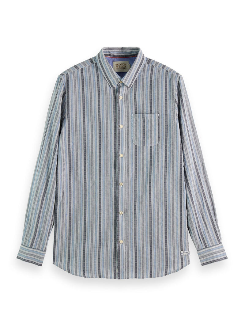 Scotch&Soda Blue Stripe Lightweight Dobby Stripe Shirt