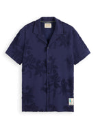 Navy Blue Terry Jacquard Short Sleeve Shirt