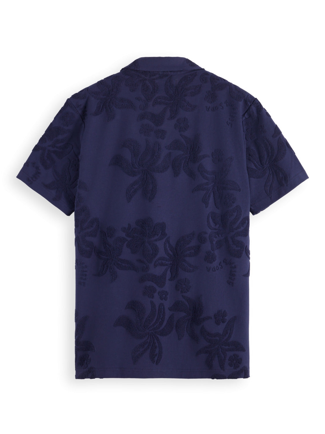 Navy Blue Terry Jacquard Short Sleeve Shirt