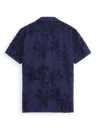Navy Blue Terry Jacquard Short Sleeve Shirt