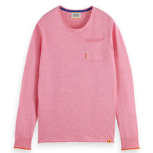 Tropical Pink Linen Cotton Blend Crew Neck