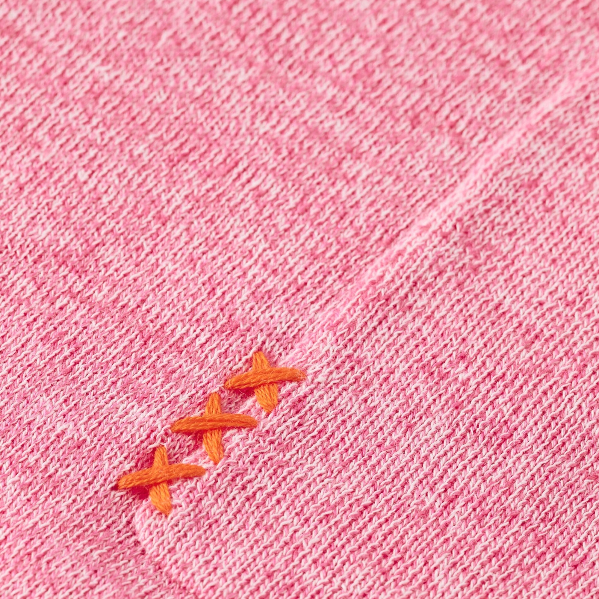 Tropical Pink Linen Cotton Blend Crew Neck