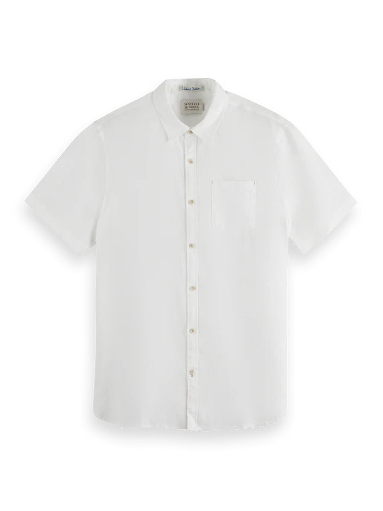 White Short Sleeve Linen Shirt