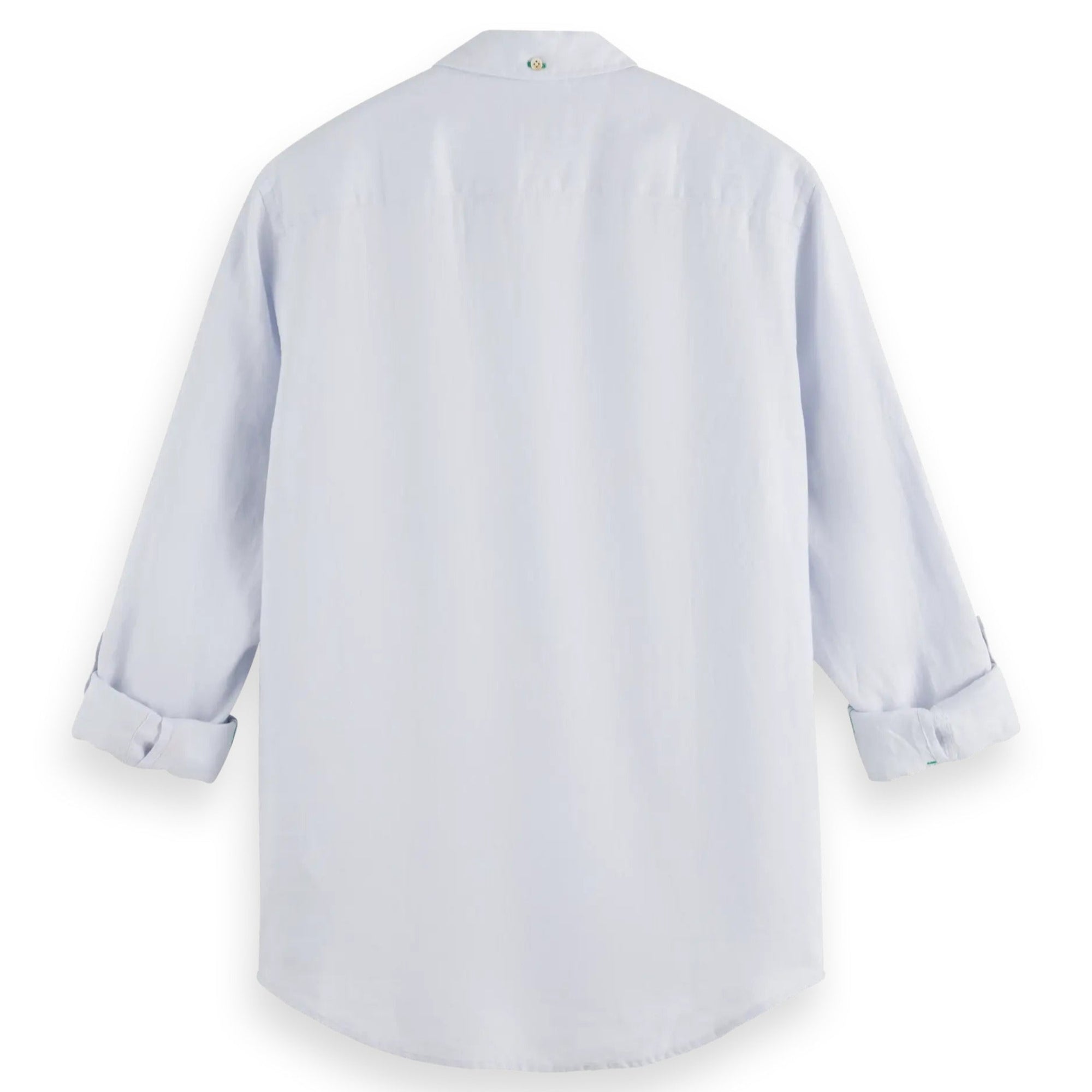 Shirt Blue Linen Shirt With Roll-Up