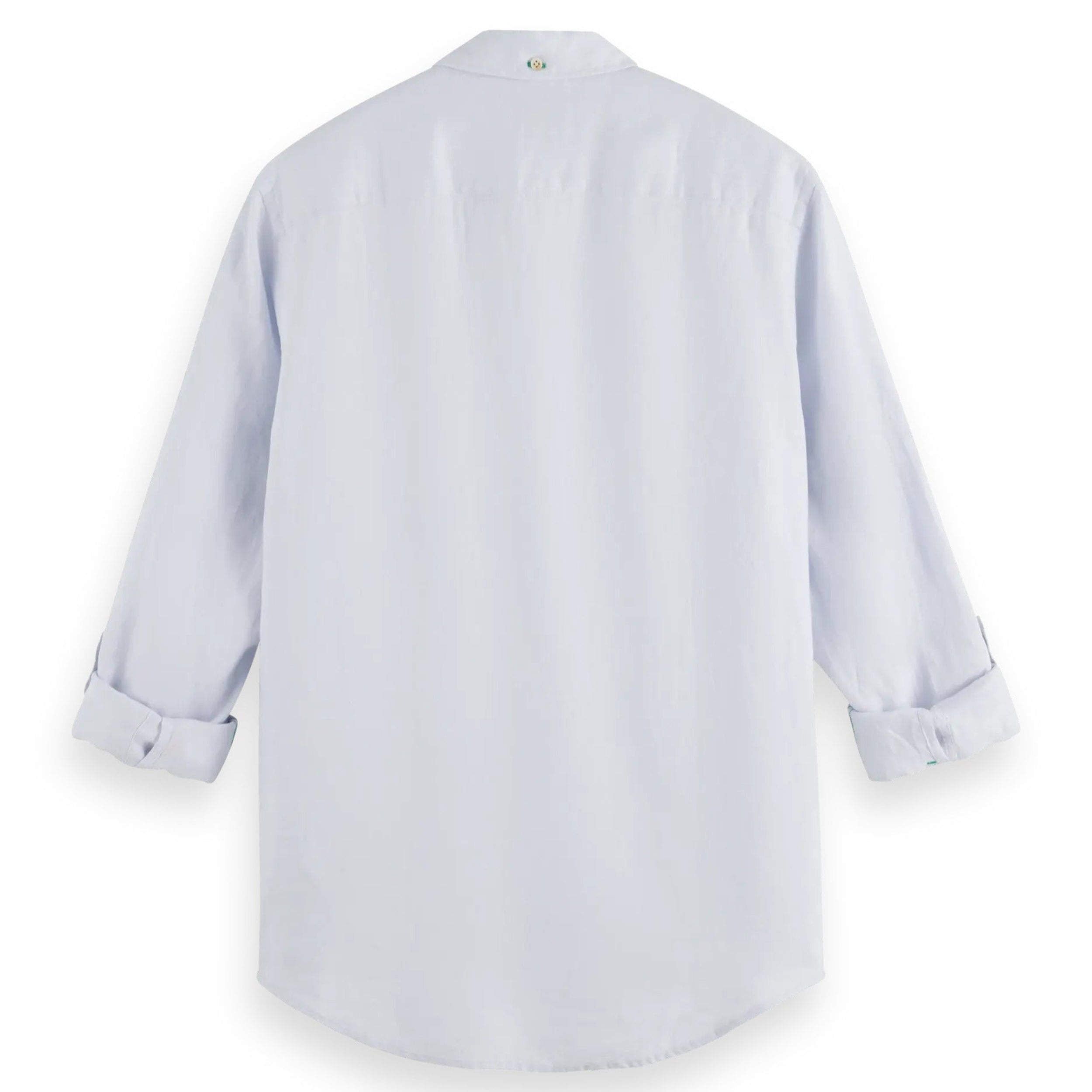 Shirt Blue Linen Shirt With Roll-Up