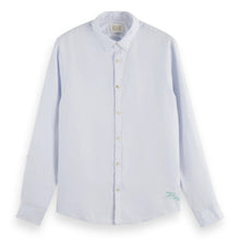 Shirt Blue Linen Shirt With Roll-Up
