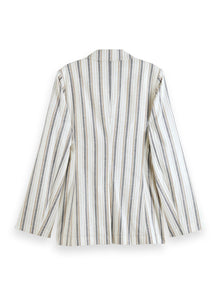 Lurex Linen Blend Stripe Blazer