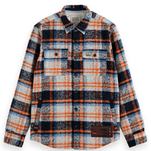 Night Orange Check Relaxed Fit Yarn-Dyed Fleece Overshirt