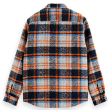 Night Orange Check Relaxed Fit Yarn-Dyed Fleece Overshirt