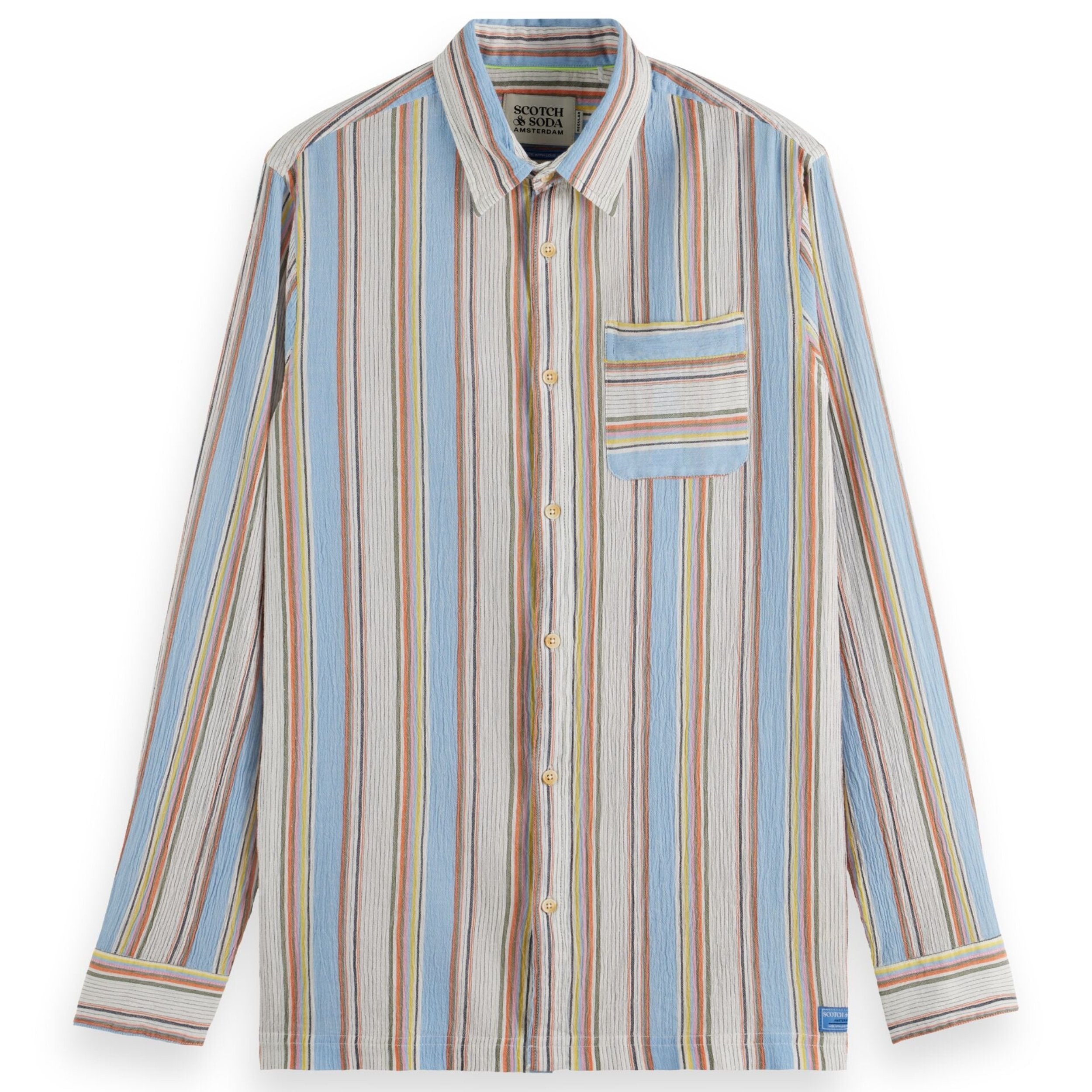 Multi Stripe Regular Fit Crinkle Stripe Shirt