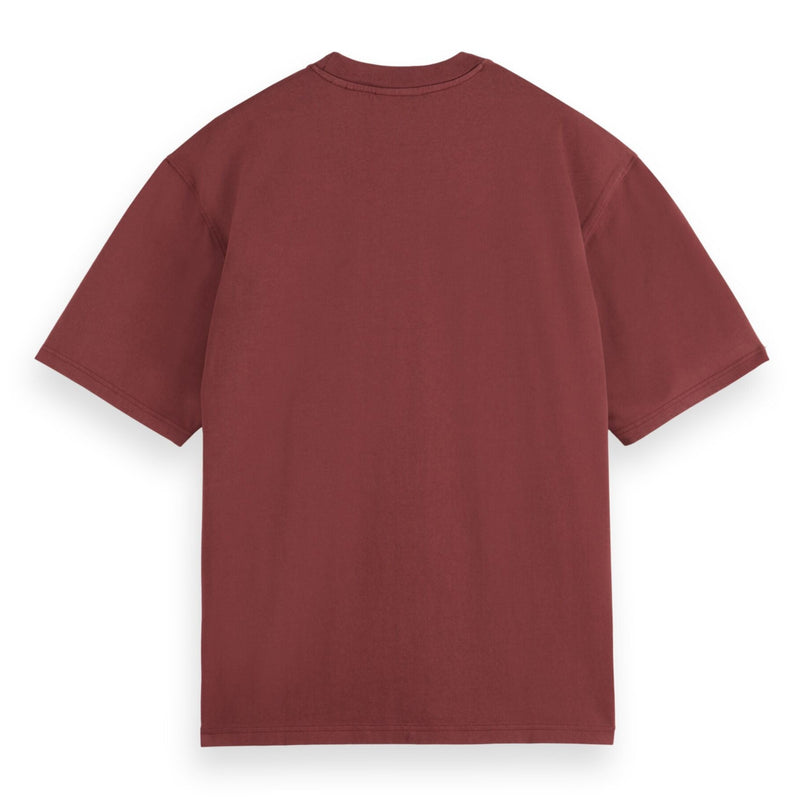 Wine Loose Fit Chest Pocket T-Shirt