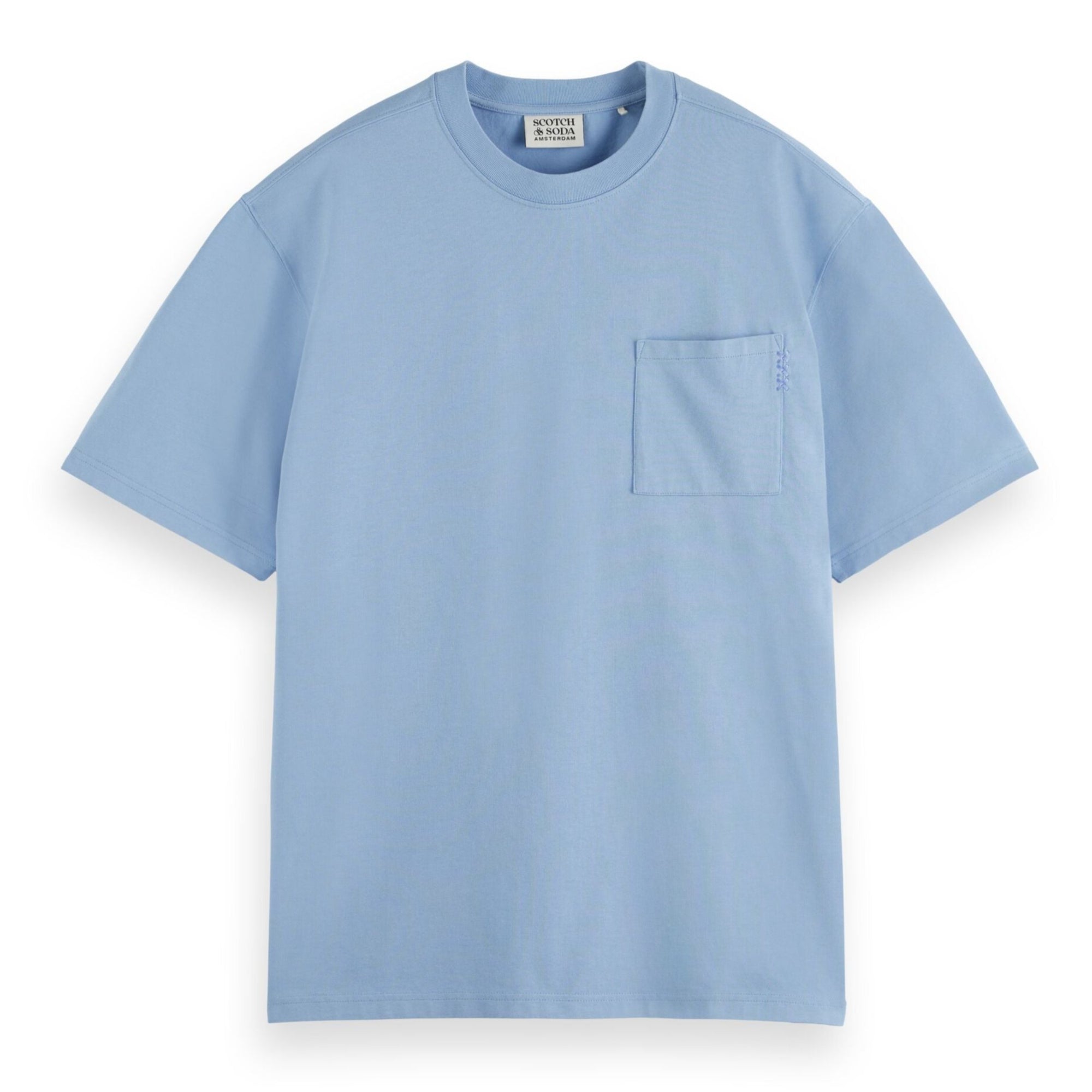 Mystic Blue Loose Fit Chest Pocket T-Shirt