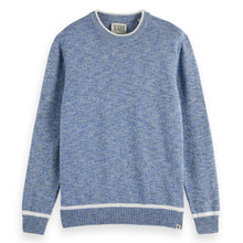 Blue Melange Regular Crew Neck Cotton Blend