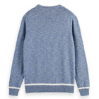 Blue Melange Regular Crew Neck Cotton Blend