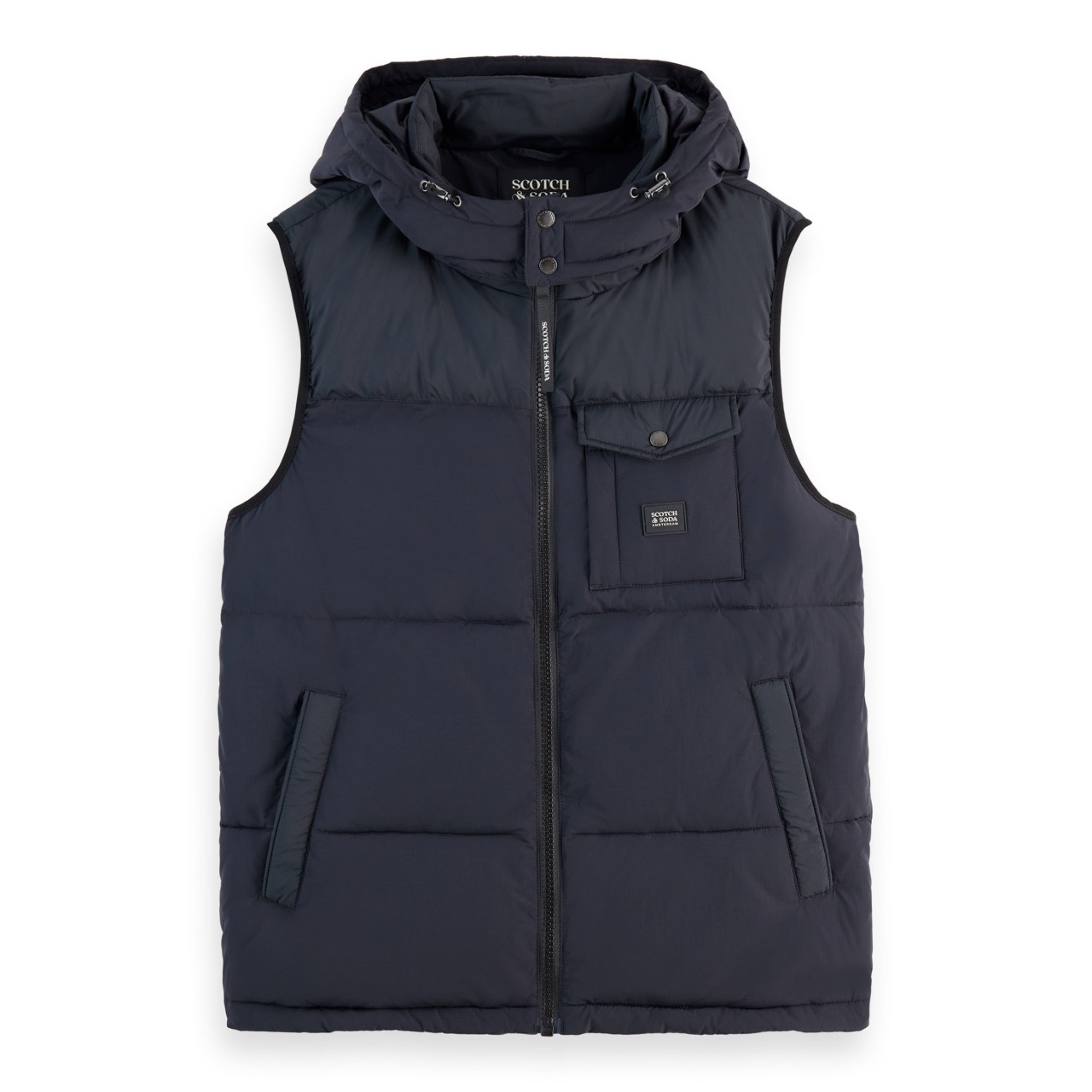 Black Quilted Hooded Vest