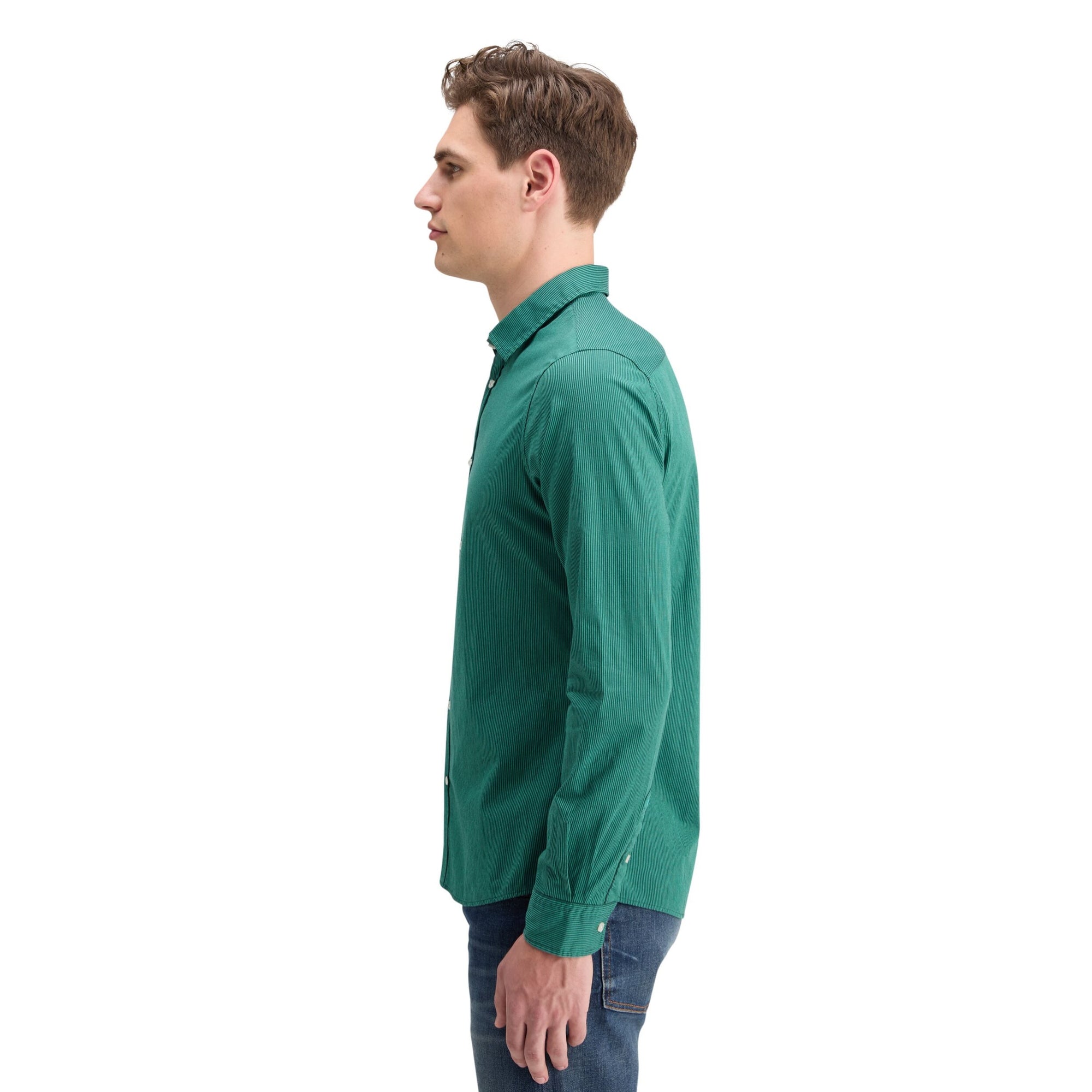 Green Stripe Essential Poplin Stripe