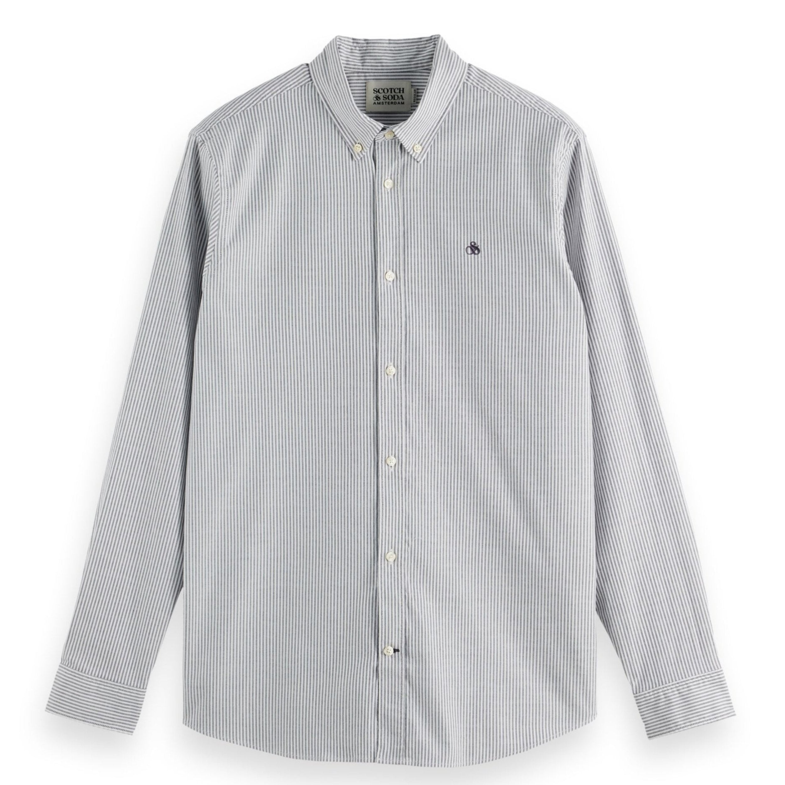 Purple Sky White Stripe Essential Oxford Stripe