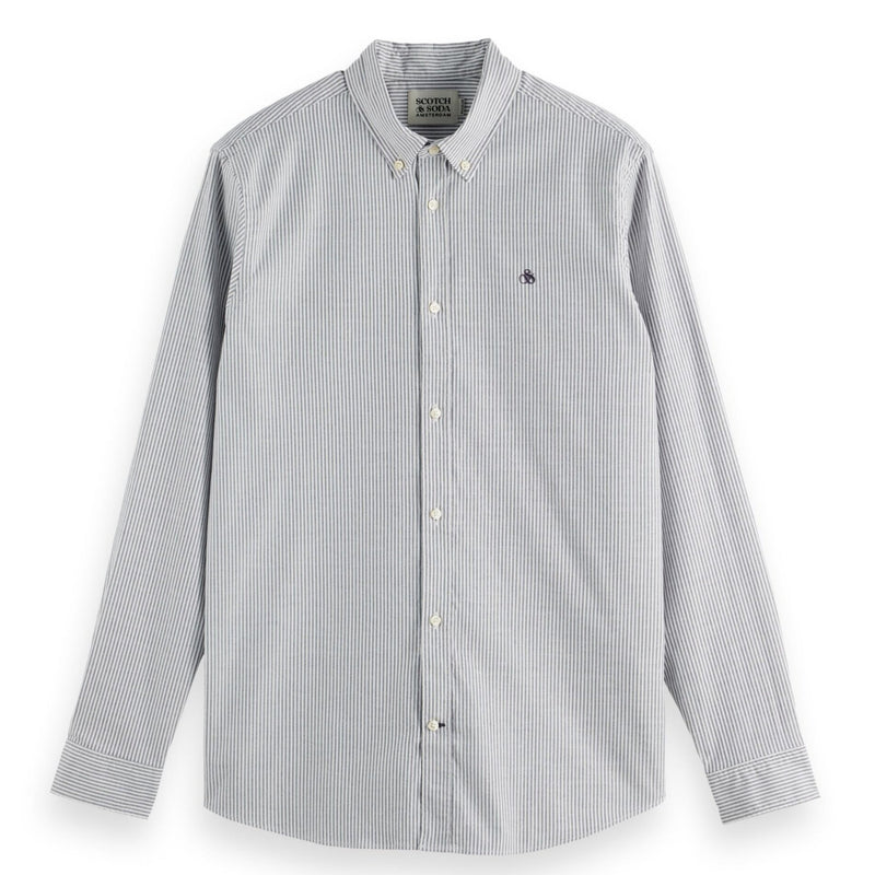 Purple Sky White Stripe Essential Oxford Stripe