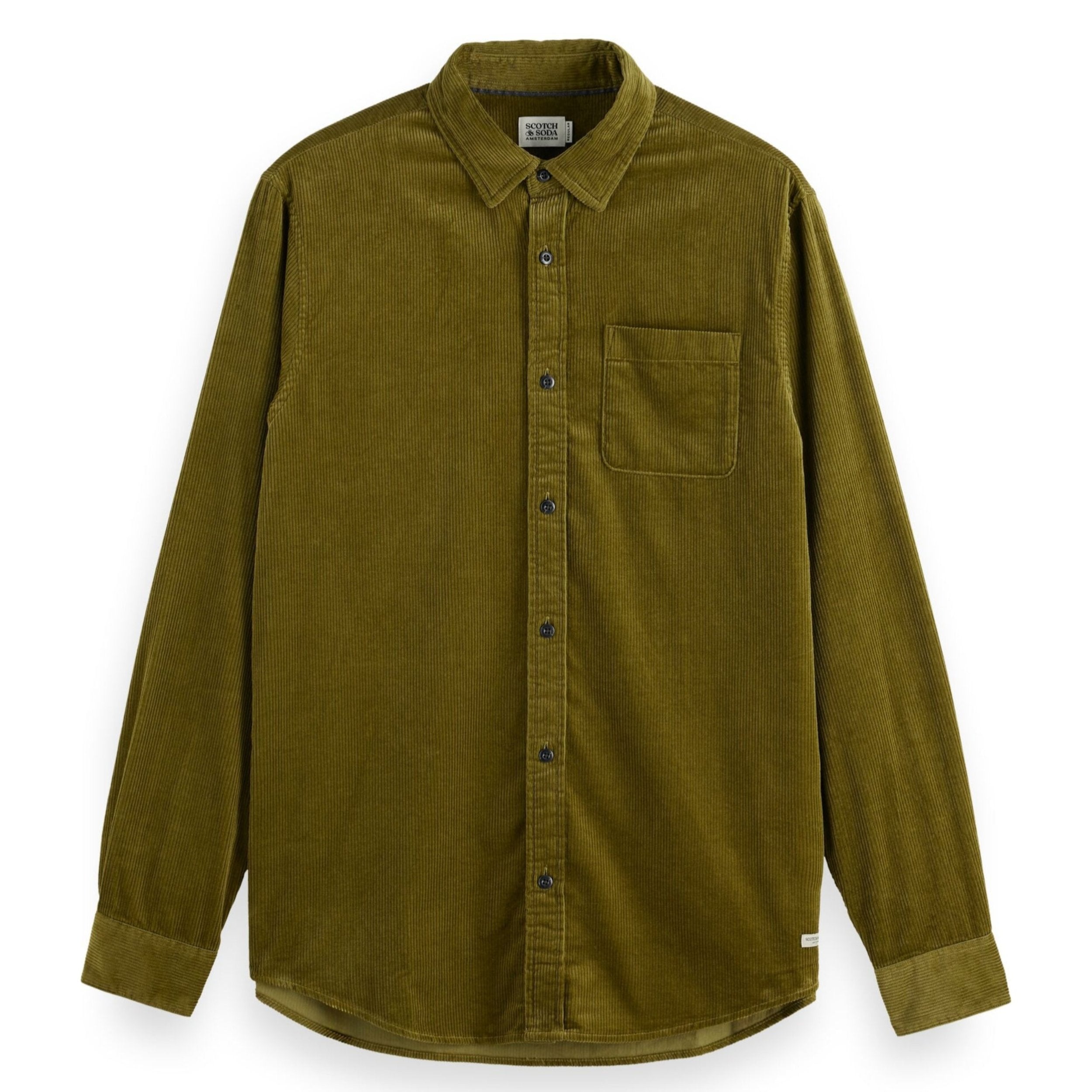 Moss Green Solid Corduroy Shirt