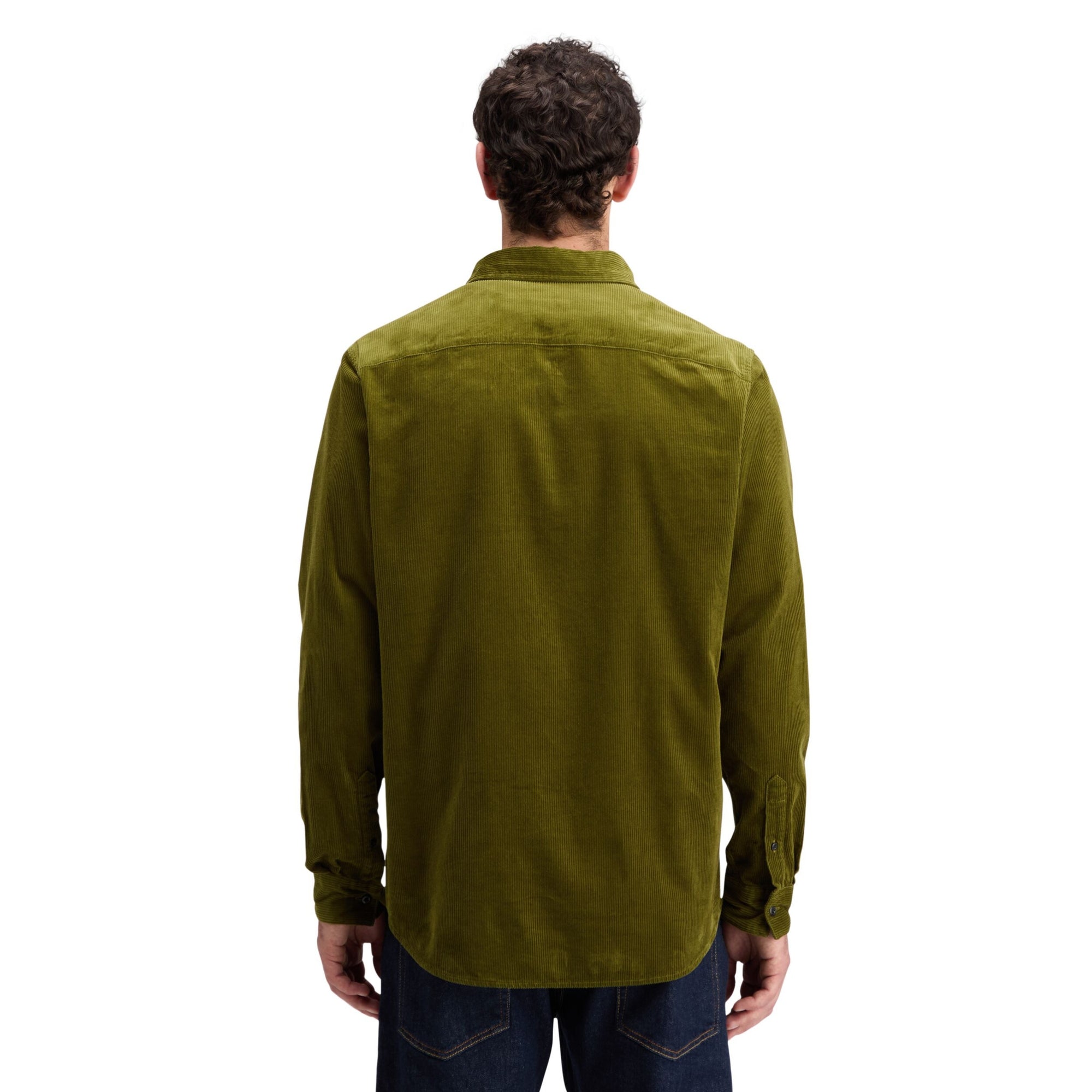 Moss Green Solid Corduroy Shirt