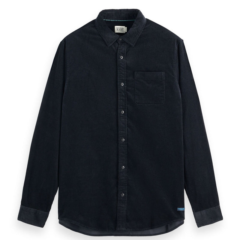 Black Solid Corduroy Shirt