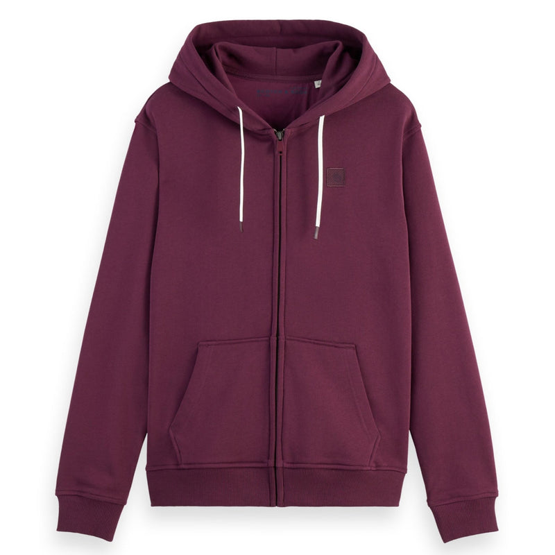 Dark Grape Essential Logo Badge Zip-Through Hoodie