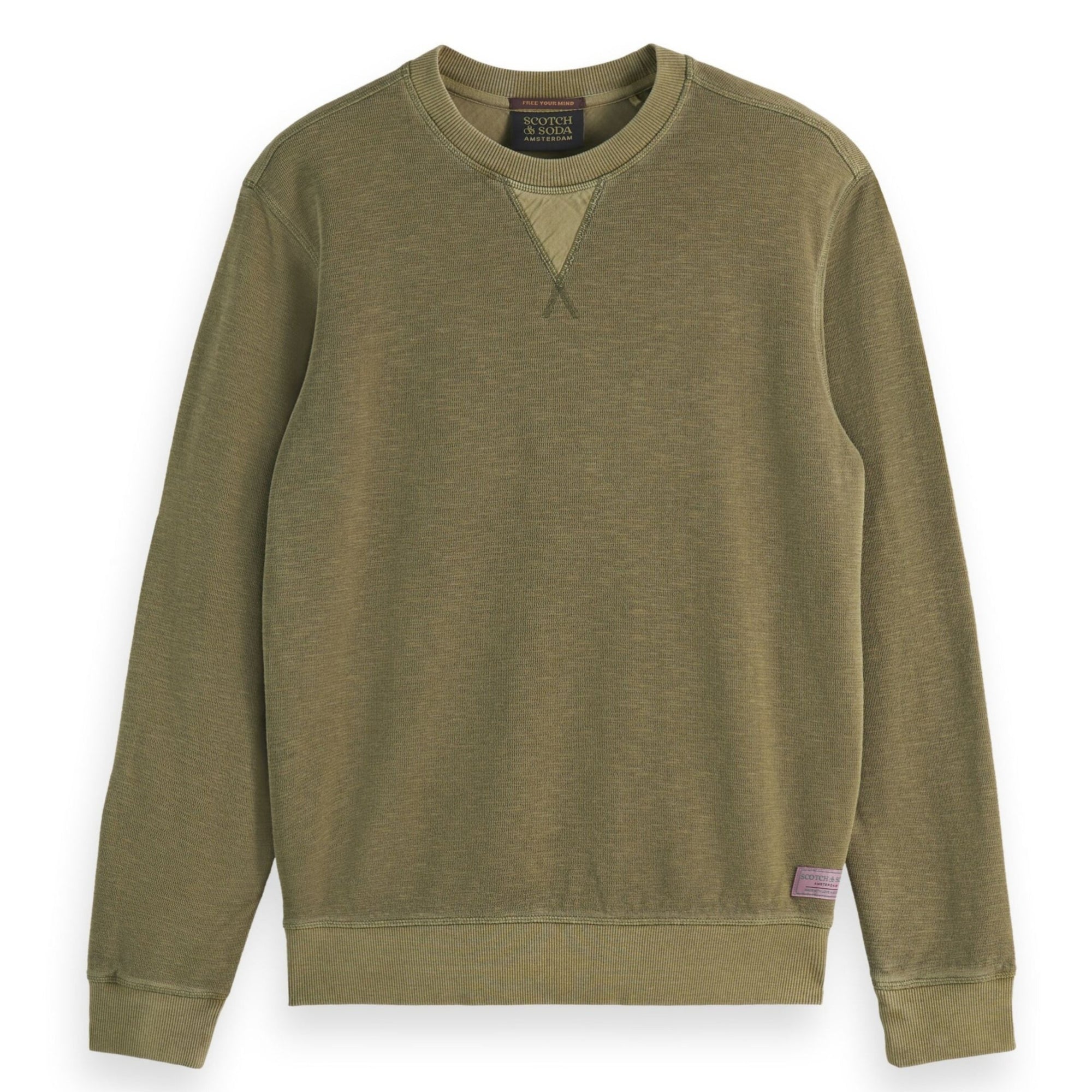 Moss Green Garment Dyed Structured Sweatshirt