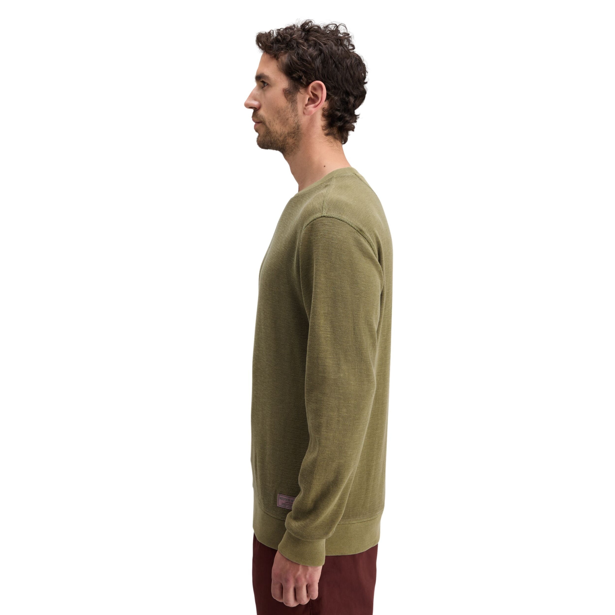 Moss Green Garment Dyed Structured Sweatshirt
