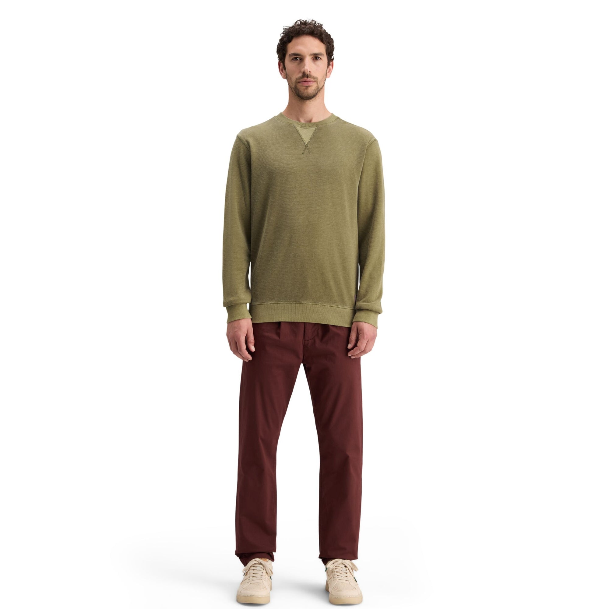 Moss Green Garment Dyed Structured Sweatshirt