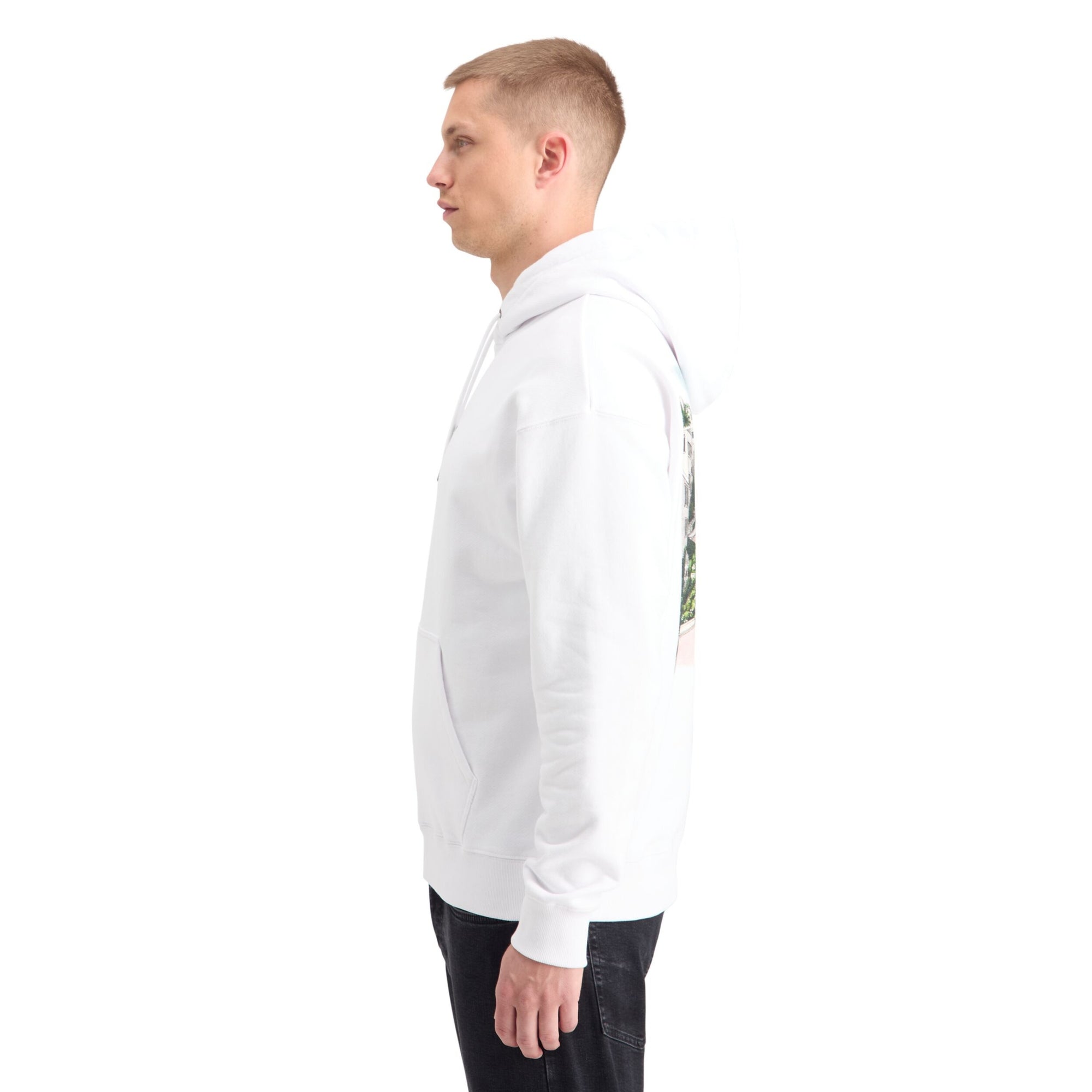 White Relaxed Fit Artwork Hoodie