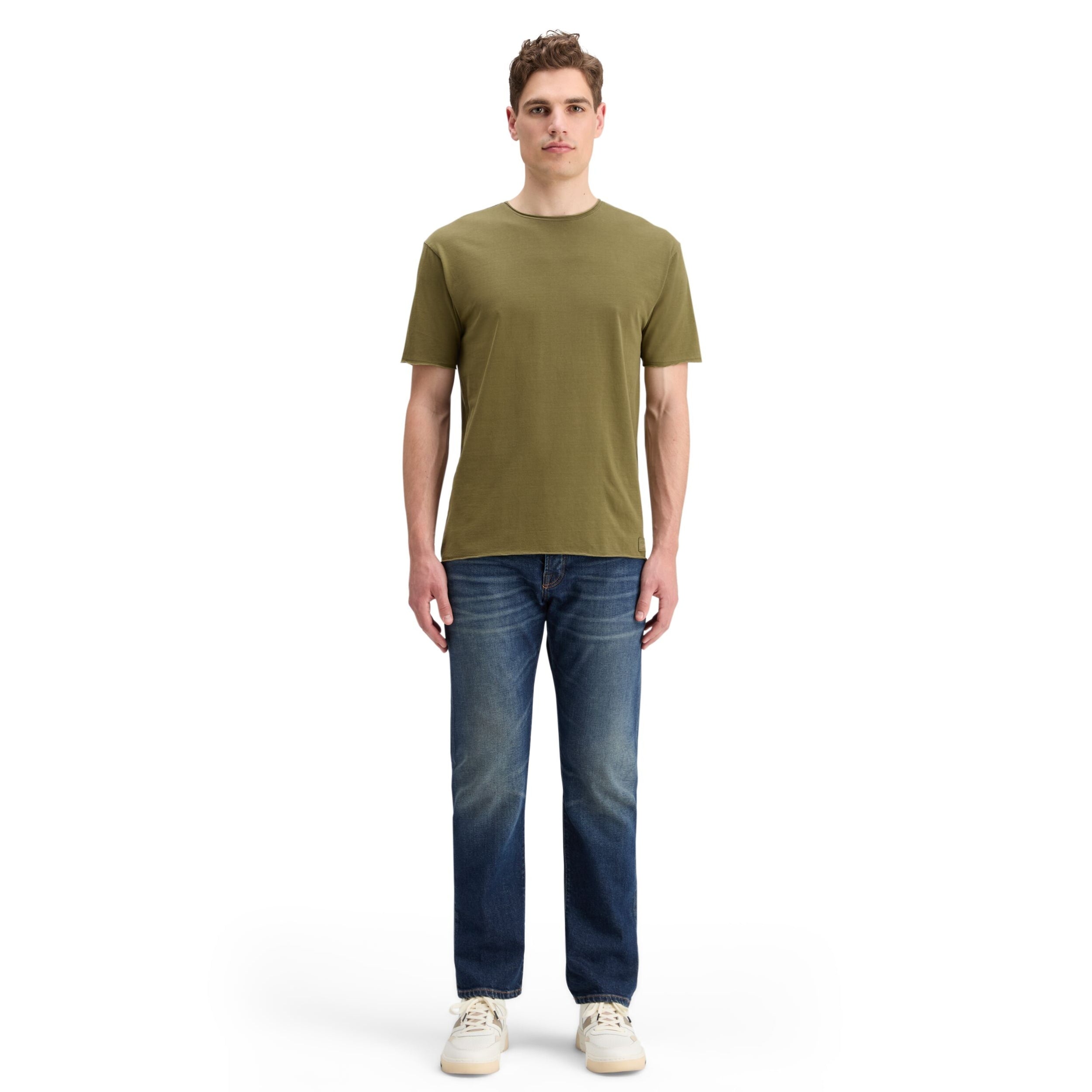 Moss Green Raw Edge Garment Dye T-Shirt