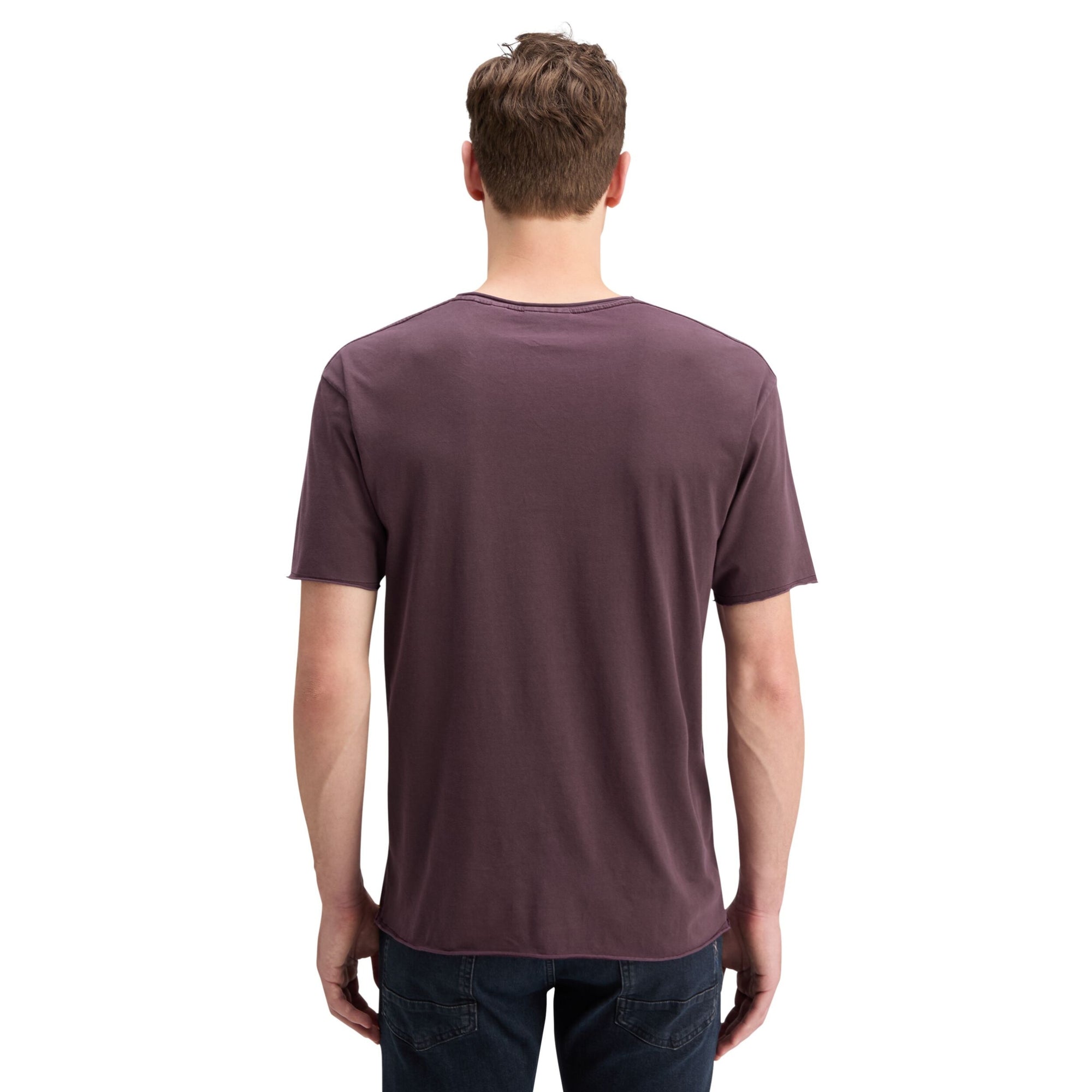 Berry Raw Edge Garment Dye T-Shirt