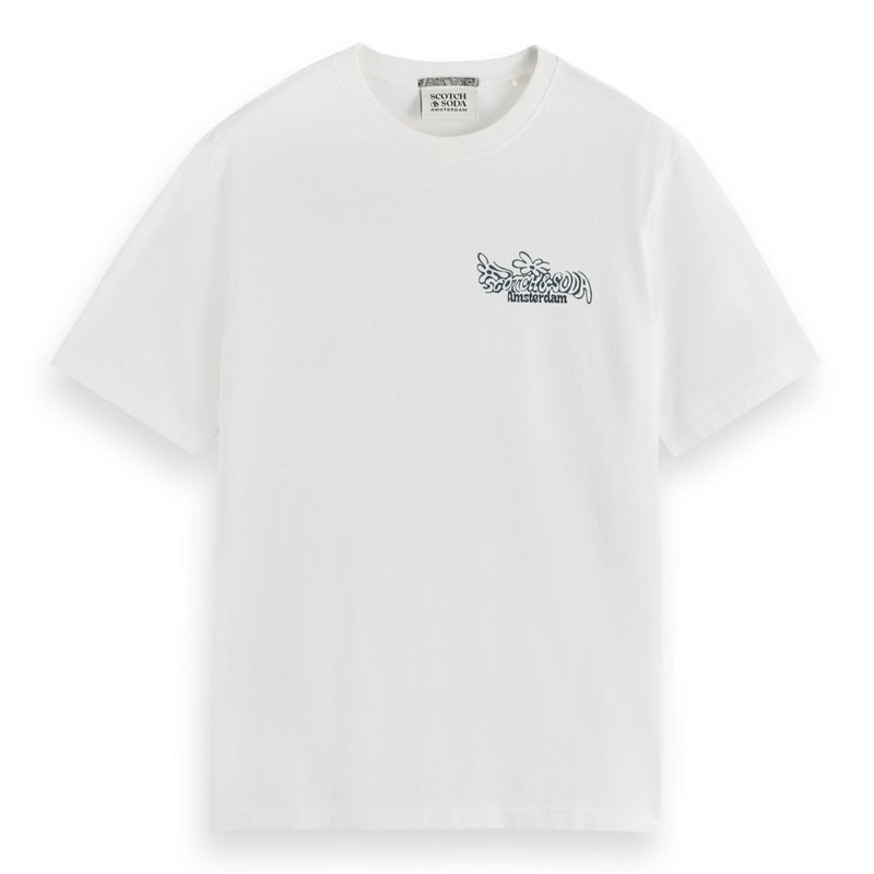 White Regular Fit Front Back Artwork T-Shirt